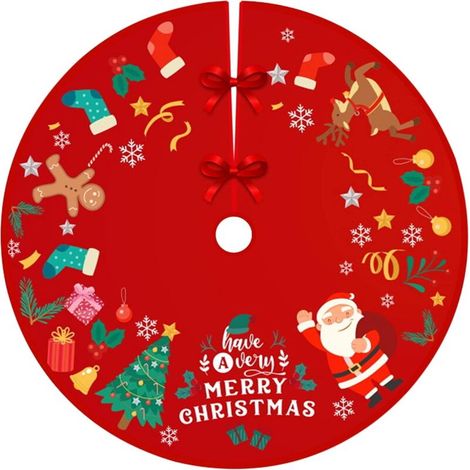 Jupe de sapin de Noël de 120 cm de diamètre, tabliers de fond pour sapin de Noël, décoration de sapin de Noël, décoration d'intérieur (Style 13) (1/5)