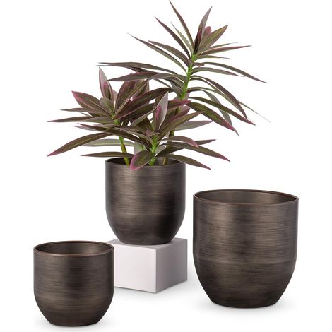 3PCS Pots de Fleurs Extérieur Jardin Jardinière Galvanisée Pot de Zinc Jardin Jardinière en Métal Pots de Fleurs Vintage Rond Seau Pot de Fleur Rustique Conteneur pour Plante ou Décoratif (1/5)