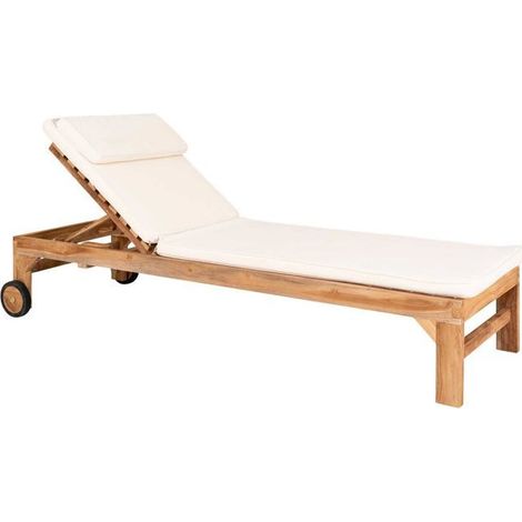 Chaise longue en teck ANDORRA avec coussin
