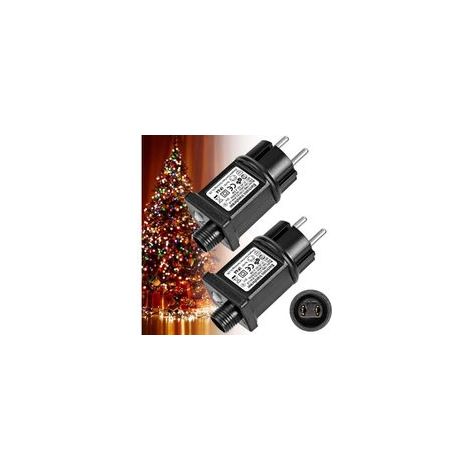 2 pièce Transformateur 24V 6W LED d'Alimentation, Adaptateur Pilote Basse Tension Clignoteur IP44 avec 8 Modes, Minuterie et fonction Mémoire pour Guirlande, Lumières, Décorations de (1/4)