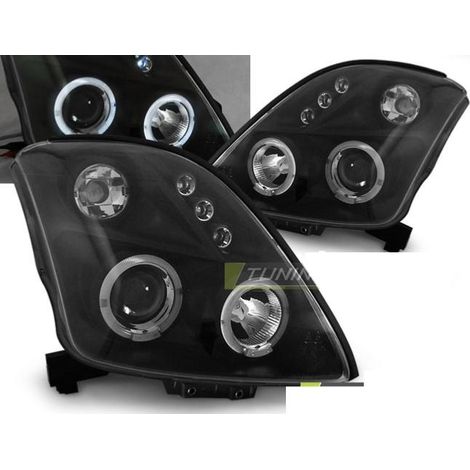 Paire de feux phares Suzuki Swift 05-10 angel eyes noir-27361836