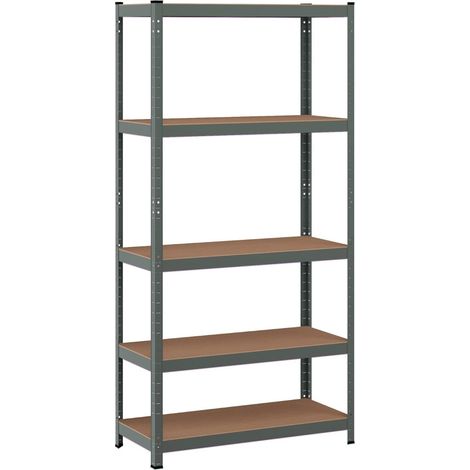 Verstellbares Metallregal mit 5 Ebenen, 91 x 46 x 183 cm, Grau