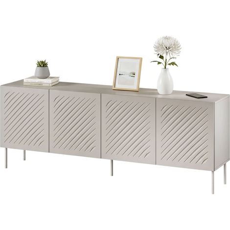 Credenza Carema, Madia 2 Ripiani, 4 Ante, 6 Vani, 200.5x42x75h cm Beige