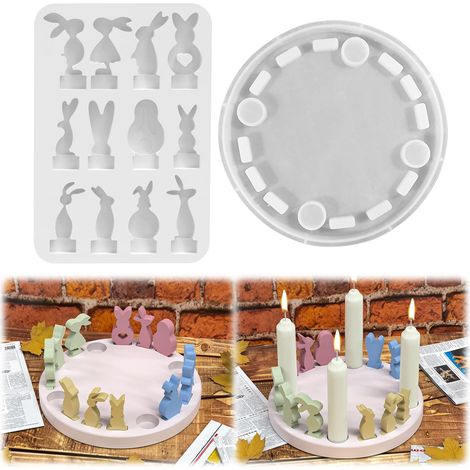 Silikonform Ostern, 3D Hase Silikonformen Gießformen Ostern, Frühling Osternhase Gipsformen zum Gießen, Osternhase Gießformen Silikon Ostern Hase Giessformen Ostern Silikon Gießform für Handwerk (A) (1/5)