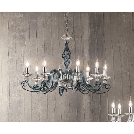 LAMPADARIO 1306 8 LUCI OTTANIO E CROMO ATTACCO E14 D.84CM