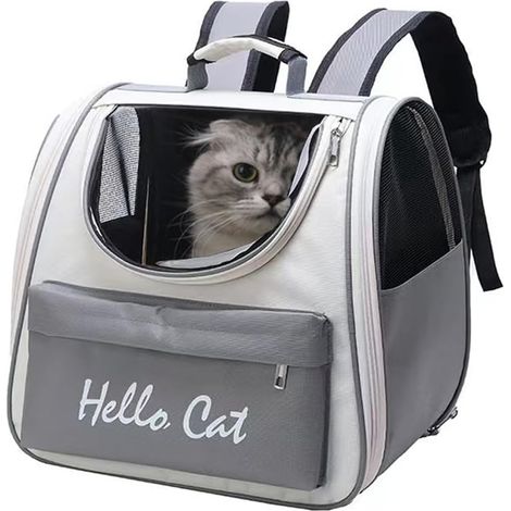 Sac à dos transport animaux avec fenêtre transparente, sac respirant maille pour chien chat, voyage promenade extérieur (1/5)