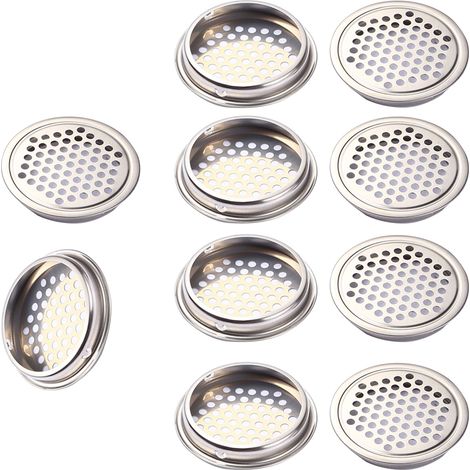 5 fentes de ventilation en acier inoxydable, grille d'aération ronde argentée pour cuisine, salle de bain, placard (29 mm)