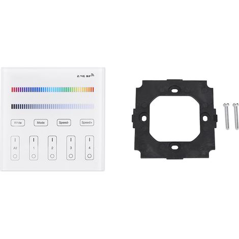 Panneau Contrôleur LED RGB - 4 Zones - Télécommande Sans Fil 2,4 GHz - Verre Trempé - Réglage Couleur et Luminosité - 1 Pièce (1/5)