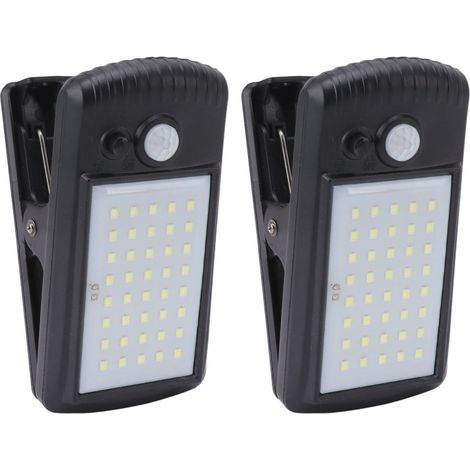 Lampes solaires à pince étanches IP65, 2 modes, détection infrarouge, avec détecteur de mouvement, pour clôture, terrasse ou patio. (1/5)