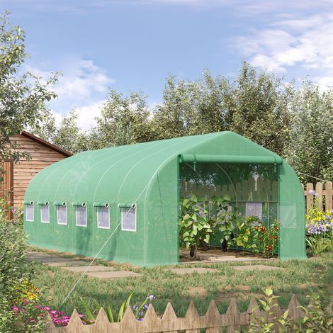 Vertes 6x3x2 m - Serre extérieure Serre Serre Grande serre jardin avec 12 fenêtres et porte roulante avec fermeture éclair Macro pour