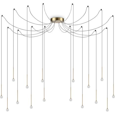 Ideal Lux LUCCIOLA Plafonnier suspendu à 16 ampoules à DEL en laiton, 3000K, non dimmable (1/2)