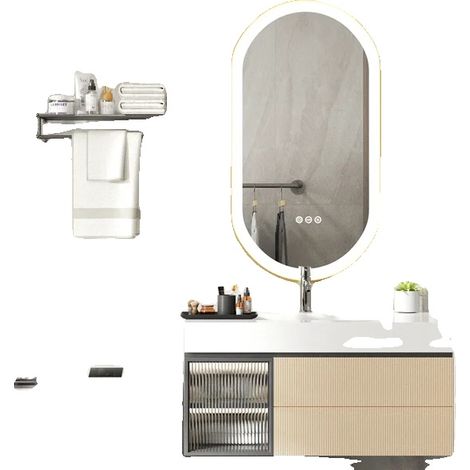 Specchio da bagno illuminato, forma ovale, 100x50 cm (40x20 pollici) (1/2)