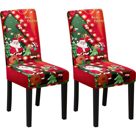 2-teilige Stretch-Stuhlhussen für Weihnachten, Weihnachtsdekoration für Esszimmerstühle, Partys, Bankette, Restaurants (1/5)
