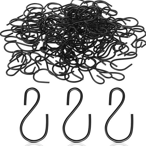 Lot de 120 mini crochets S en métal noir, crochets décoratifs pour plantes, cuisine et rangement (1/4)