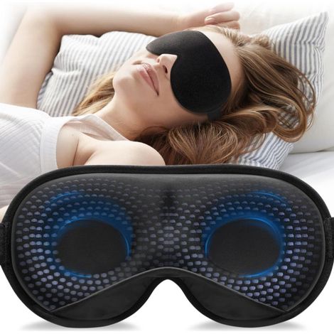 Schlafmaske Mann Frau 3D beschwert, Schlaf lichtundurchlaessig bequem verstellbar Reise Nacht weich (1/4)