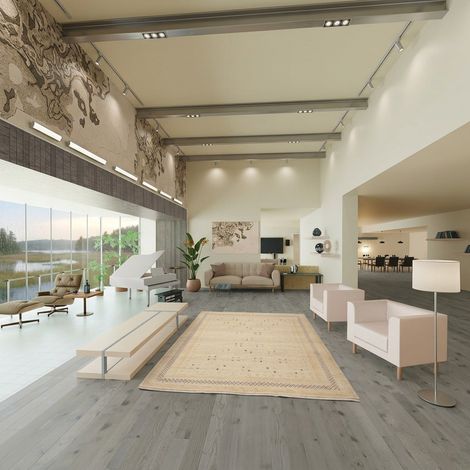 Tapis Loribaft Tapis Croco - Tapis en laine - 300x80cm, Rectangular - 92% Laine vierge, 8% Soie - Noué main - Naturel