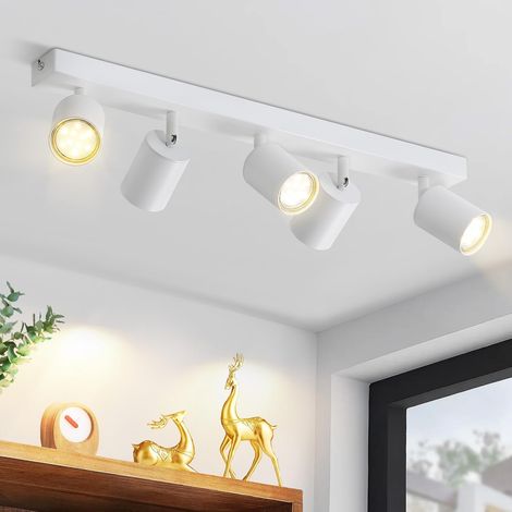 GBLY Lámpara de techo LED blanca, foco de techo orientable 330 grados para lámpara de techo GU10, 5 lámparas, lámpara de pasillo moderna con estilo industrial (1/5)
