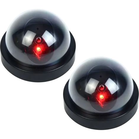 2-teiliges Attrappen-Überwachungskamera-Set – blinkende rote LED – Attrappe einer Kuppelkamera für Zuhause, Büro, Innen- und Außenbereich (1/5)