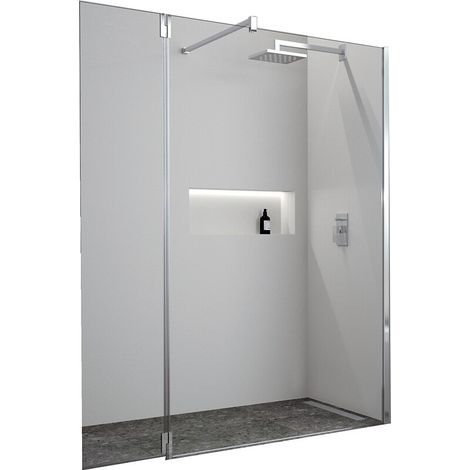 Volet pivotant pour paroi de douche Paama 195x35 cm verre transparent avec charnières noires - NOVELLINI DIFFUSION FRANCE