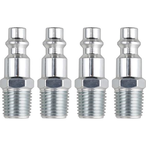 4 Pieces Raccord Rapide 1/4 Mâle, Air Comprimé, Raccords Rapides, compatible avec les Rapides pour Compresseurs, Outils Pneumatiques et Systèmes - (1/5)