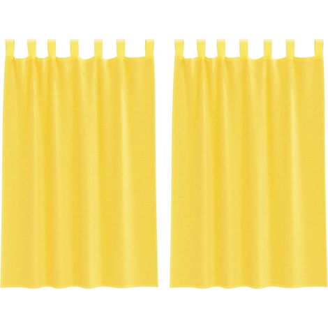 Maison Exclusive - Voile Vorhänge mit Schlaufen 2 Stk. Gelb 140x1