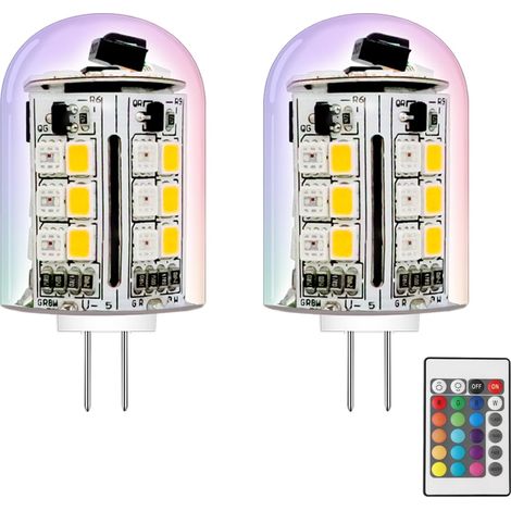 G4 LED RVB 15 Couleurs+Blanc Chaud 3W 12V-24V 2-Pack (1/5)