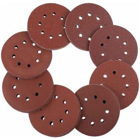 royaluxe-Lot de 100 pièces de papier abrasif pour Ponceuse Excentrique ，Disques Abrasifs de 60/80/100/120/240 gruau (20 disques par taille de grain),125 mm