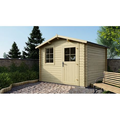 Altanka – Abri de jardin en bois 7,5m2 – Dimensions 3x2,5m – Épaisseur 28mm – Toit à deux pentes – Couverture en feutre bitume (1/5)