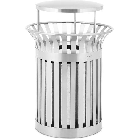 Pattumiera rotonda da esterno con coperchio 73 x 73 x 105 cm acciaio inox 140009748
