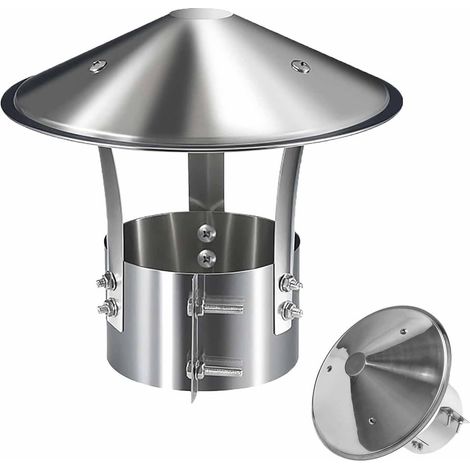 Tapa de chimenea de acero inoxidable 210, cubierta de techo ajustable para la lluvia, cubierta cónica para la nieve y la lluvia (125 mm) (1/5)