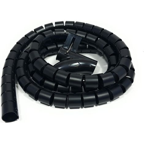 Gaine Cable 3 m Conduit De Cable Bureau Gaine Spirale Flexible Gaine Spirale pour Cable Electrique 22 mm Noir (1/5)