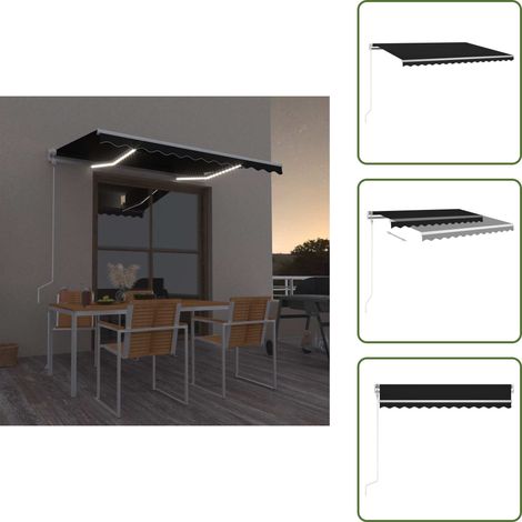 Automatische Markise mit LED & Windsensor 350x250 cm Anthrazit - Gartenmarkise - Terrassenüberdachung - Sonnenschutz - Markisentuch - Aluminium Rahmen (1/5)