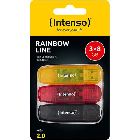 Intenso Rainbow Line 3er Pack USB Stick 8 GB, USB-A 2.0, bunt, Multipack