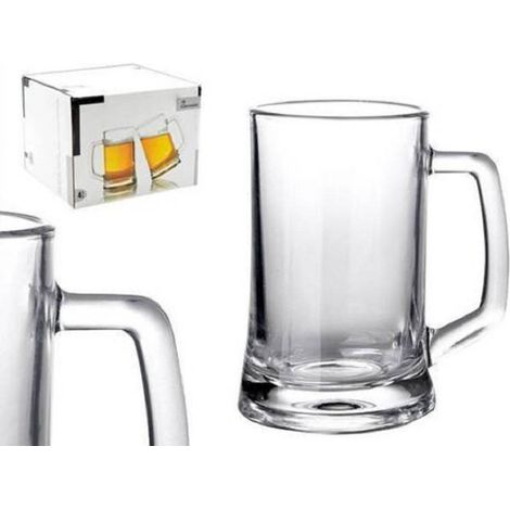 TrAdE Shop Traesio - Set 4 Pezzi Servizio Boccali Bicchieri Per Birra In Vetro 43 Cl -