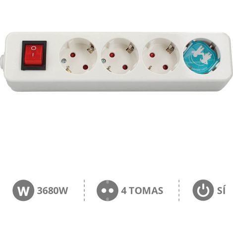 Base multiple Mega 4 enchufes + interruptor sin cable GSC 000800226 (1/2)