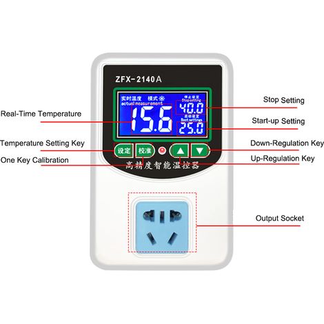 ZFX-2140A Contrôleur de température numérique intelligent haute précision Chauffage Refroidissement Capteur NTC Thermostat de contrôle de température pour l'éclosion du réfrigérateur congélateur (1/5)