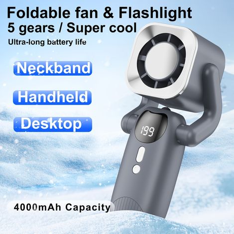 Ventilateur Portable Rechargeable 4000mAh avec Écran Digital et Refroidissement,Gris (1/5)