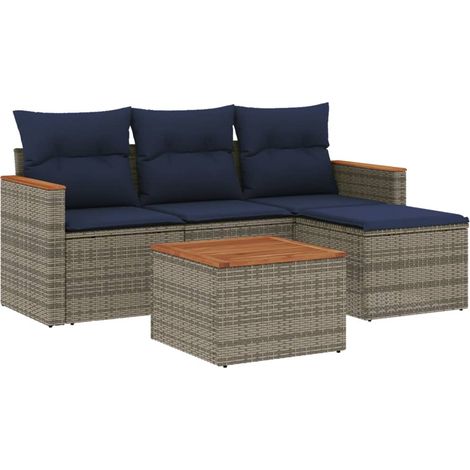 Maison Exclusive - 5-teiliges Gartensofa-Set mit Kissen, grau, Po