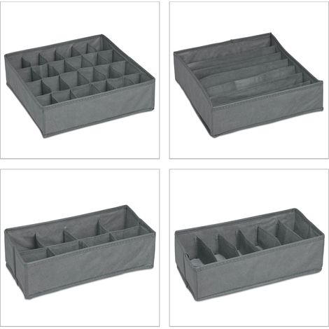 Set di 4 organizer per biancheria intima pratici custodia modulare 9 x 32 x 32 cm in tessuto non tessuto beige 130011061