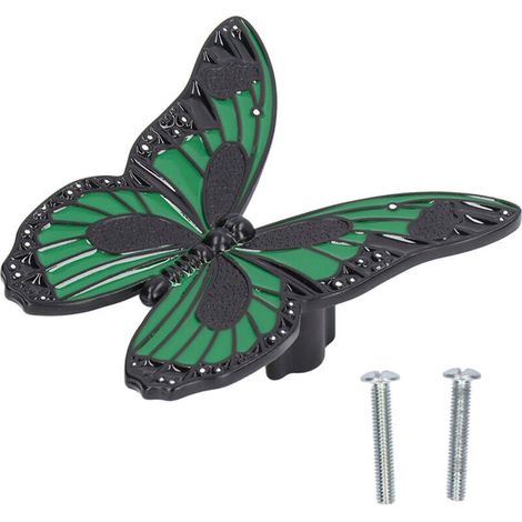Alliage de Zinc Art Papillon Poignée Moderne Minimaliste Tiroir Armoire Porte Bouton Meubles Matériel Armoire Porte Poignée(Vert)