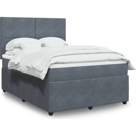 Boxspringbett mit Matratze Dunkelgrau 160x200 cm Samt