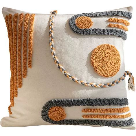Lot de 2 housses de coussin bohème nordique style scandinave, 45 cm, coton lavable, sans rembourrage (1/3)