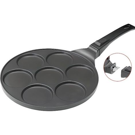 Poêle à blinis - Induction - 26,5 cm - Antiadhésif - 7 empreintes - Amovible (1/2)