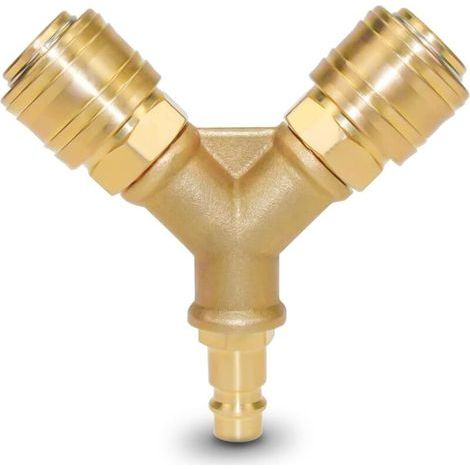 2-Wege-Druckluftverteiler, 1/4-Zoll-Druckluftanschluss, rostfreier Messing-Druckluftverbinder (1/5)