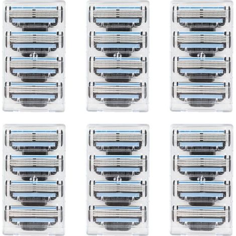 24 lames de rasoir, recharges compatibles avec le manche Mach 3, triple lame, conception anti-obstruction, bandes lubrifiantes douces, idéal pour les peaux sensibles (1/4)