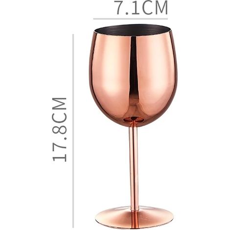 Verre à pied en acier inoxydable 304 (300 ml, or rose), idéal pour le vin, les bars, les restaurants et la consommation à domicile.