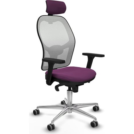 Jorquera sincro malla blanca similpiel morado brazos 3D base aluminio cabecero 2D ruedas 65mm engomada (1/5)