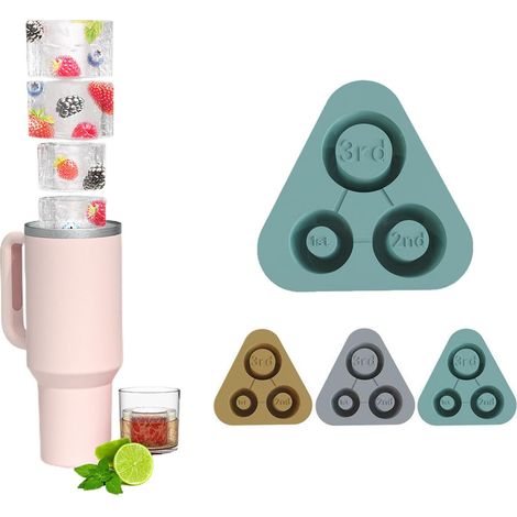 Ice Cube Tray for Stanley, Silicone Ice Cube Maker With Lid for Making 3 Hollow Cylinder Ice Cube Molds, Accessories for 30-40 Oz Stanley Cups for Chilling Cocktails,Whiskey,Drinks (brown) (1/5)