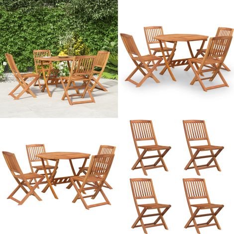 5-tlg. Garten-Essgruppe Massivholz Akazie - Gartenmöbel - Essgruppe - Holztisch - Akasienholz - Gartentisch - Home & Living (1/5)