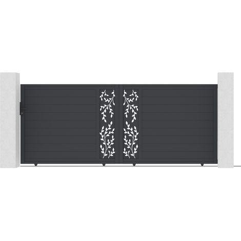 Portail coulissant 4m FOLYA H.160cm aluminium gris